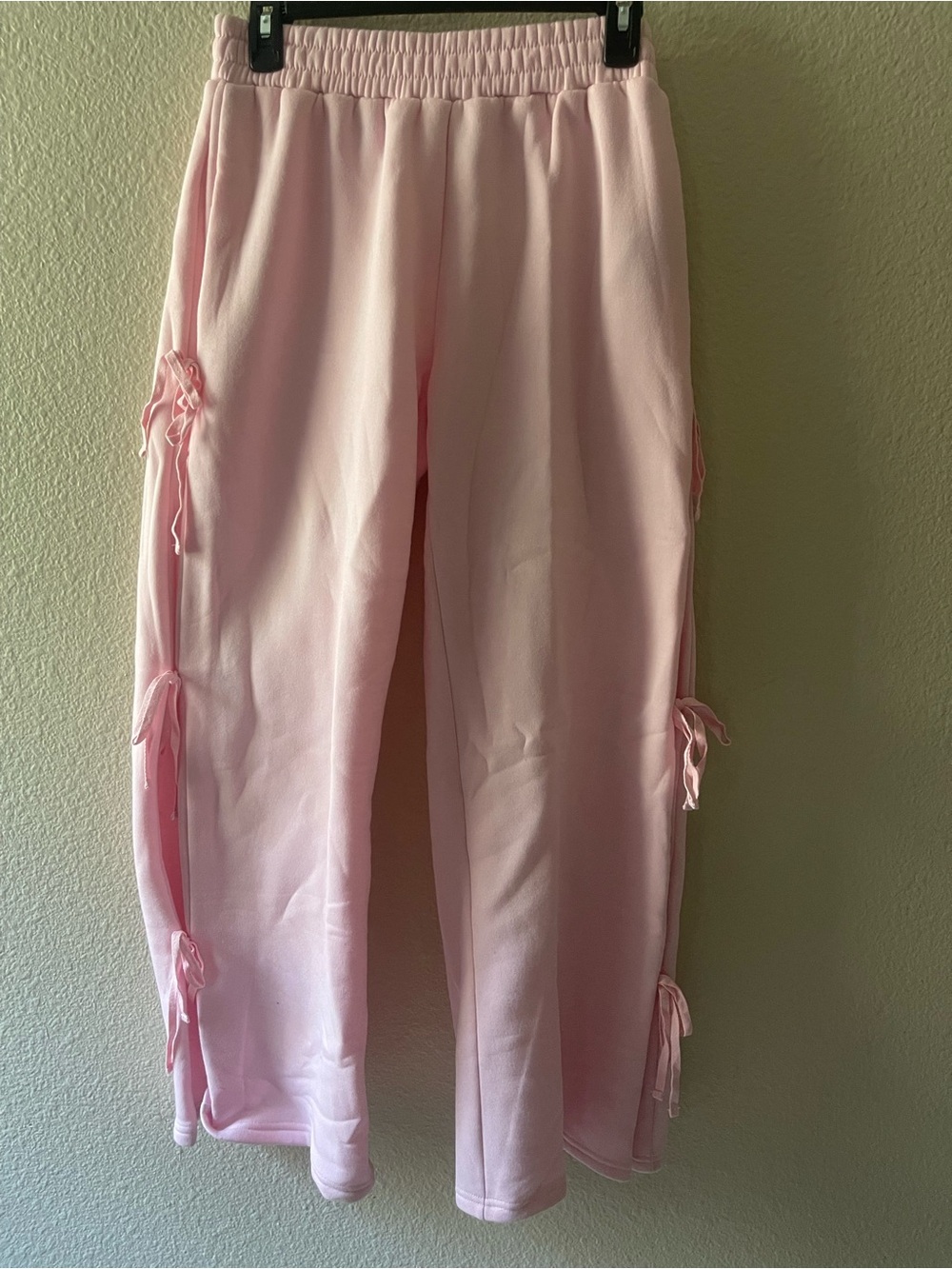 Edikted Light Pink Ribbed Elastic Waist Pants